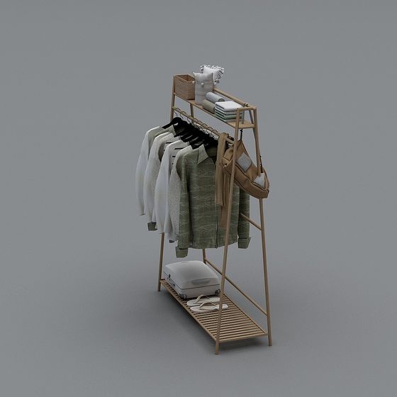 Minimalist Coat Rack 3D model for Modern Interiors