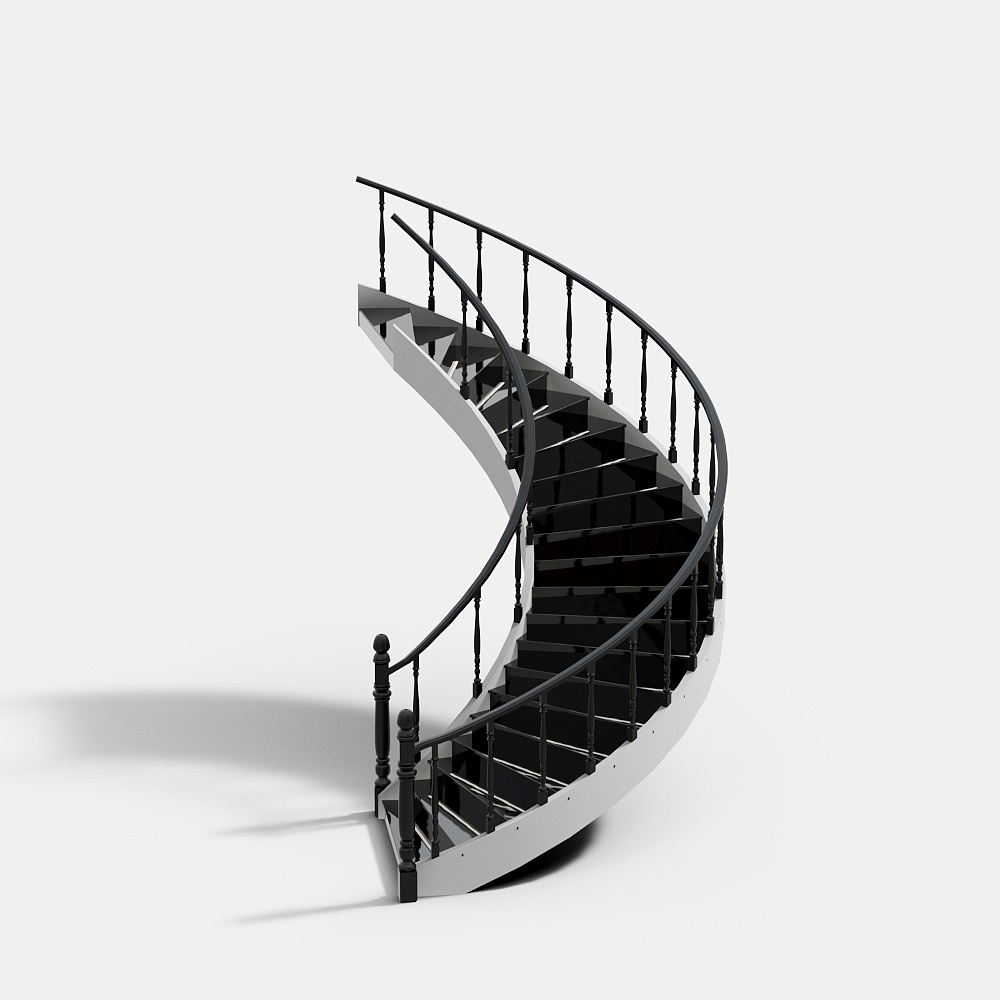 Elegant Black Spiral Staircase 3D model
