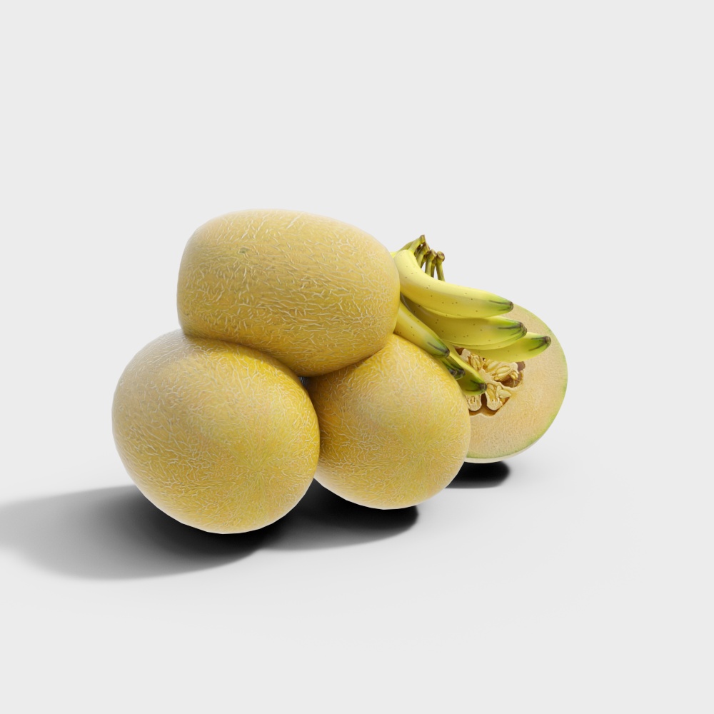 Combinación de fruta de melón y plátano súper