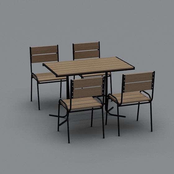 Stylish Outdoor Dining Table and Chairs 3D model