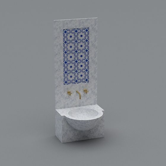 Elegant Marble Wall Sink 3D model