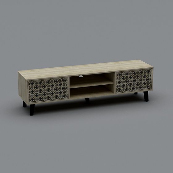 Elegant Low-Poly TV Stand 3D model for Modern Living Spaces