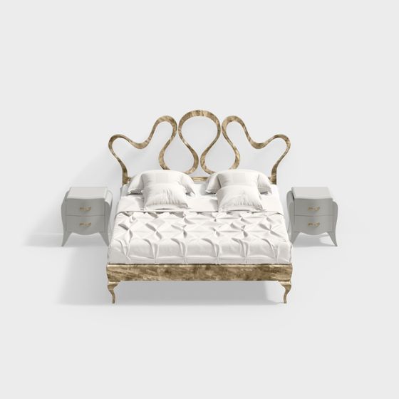 Golden Wave Bed 3D model