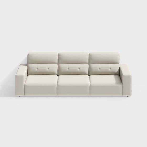 Gray Youjiamiao Modern Minimalist Leather Sofa in I-Shape
