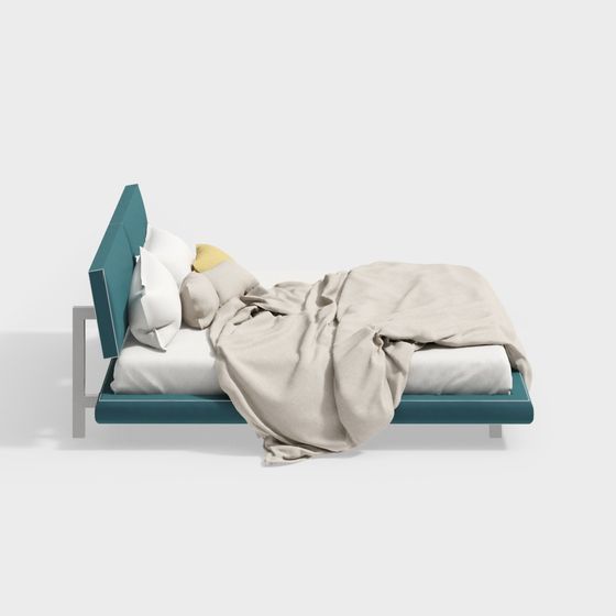 Stylish Low-Polygon Bed 3D model