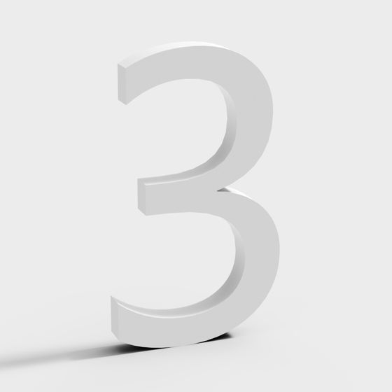 Number 3 3D model for Creative Projects