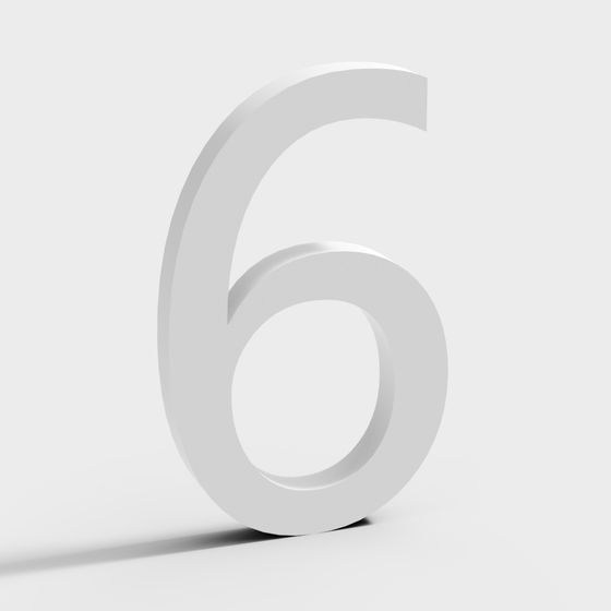 Elegant Number 6 3D Model for Designers and Developers
