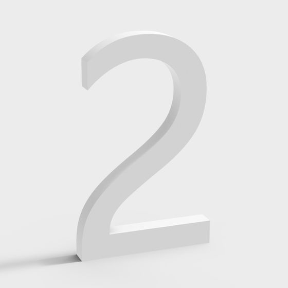 Elegant Number 2 3D model for Creative Projects