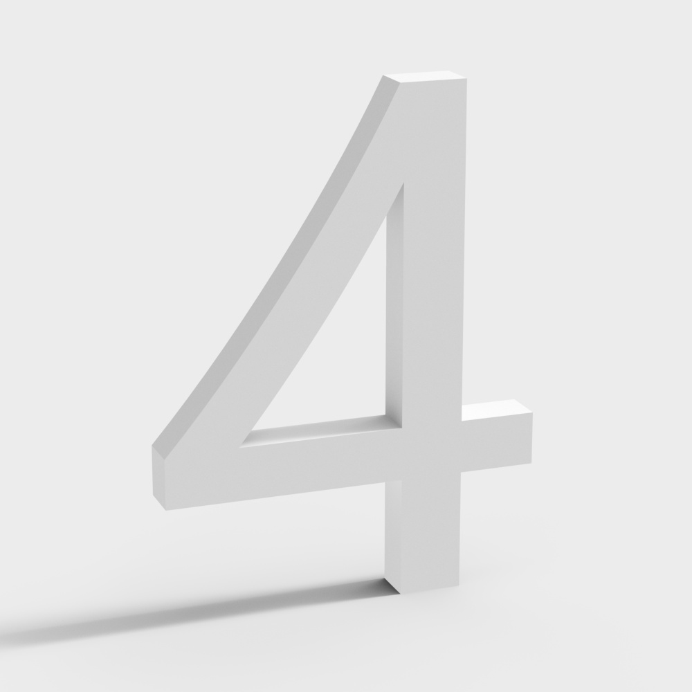 Number 4 3D model - Modern Minimalist Design