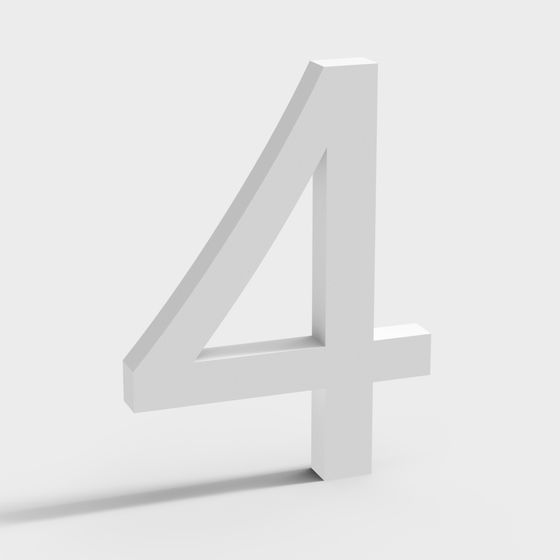 Stylish Number 4 3D model for Creative Projects