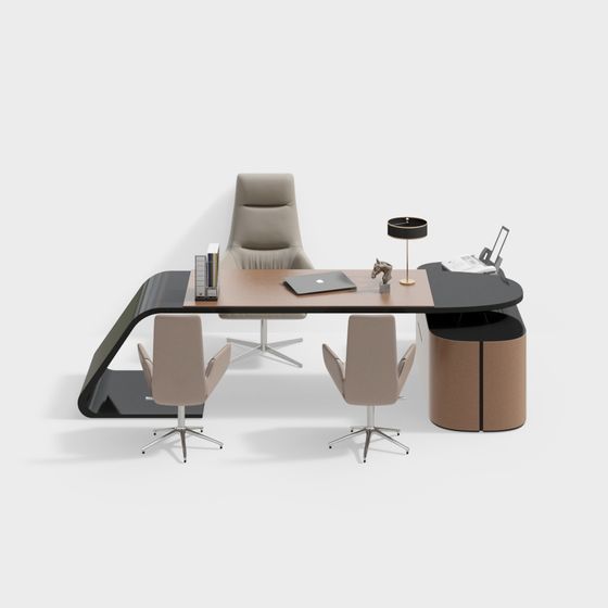 Elegant Low-Poly Office Desk 3D model
