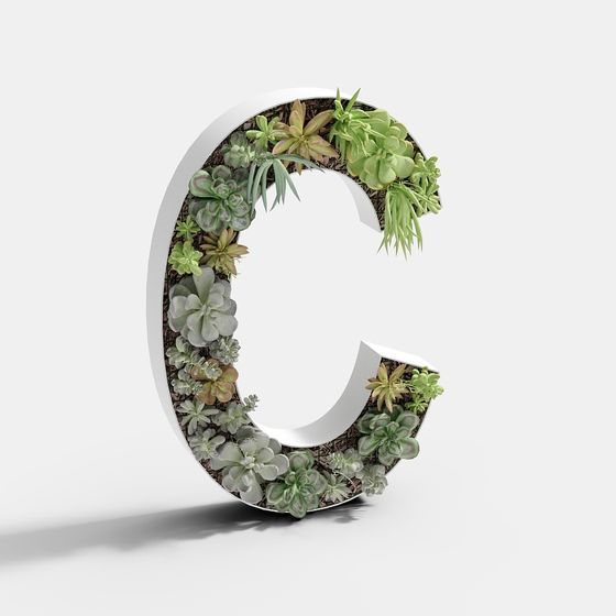 Lush Green Letter C 3D model