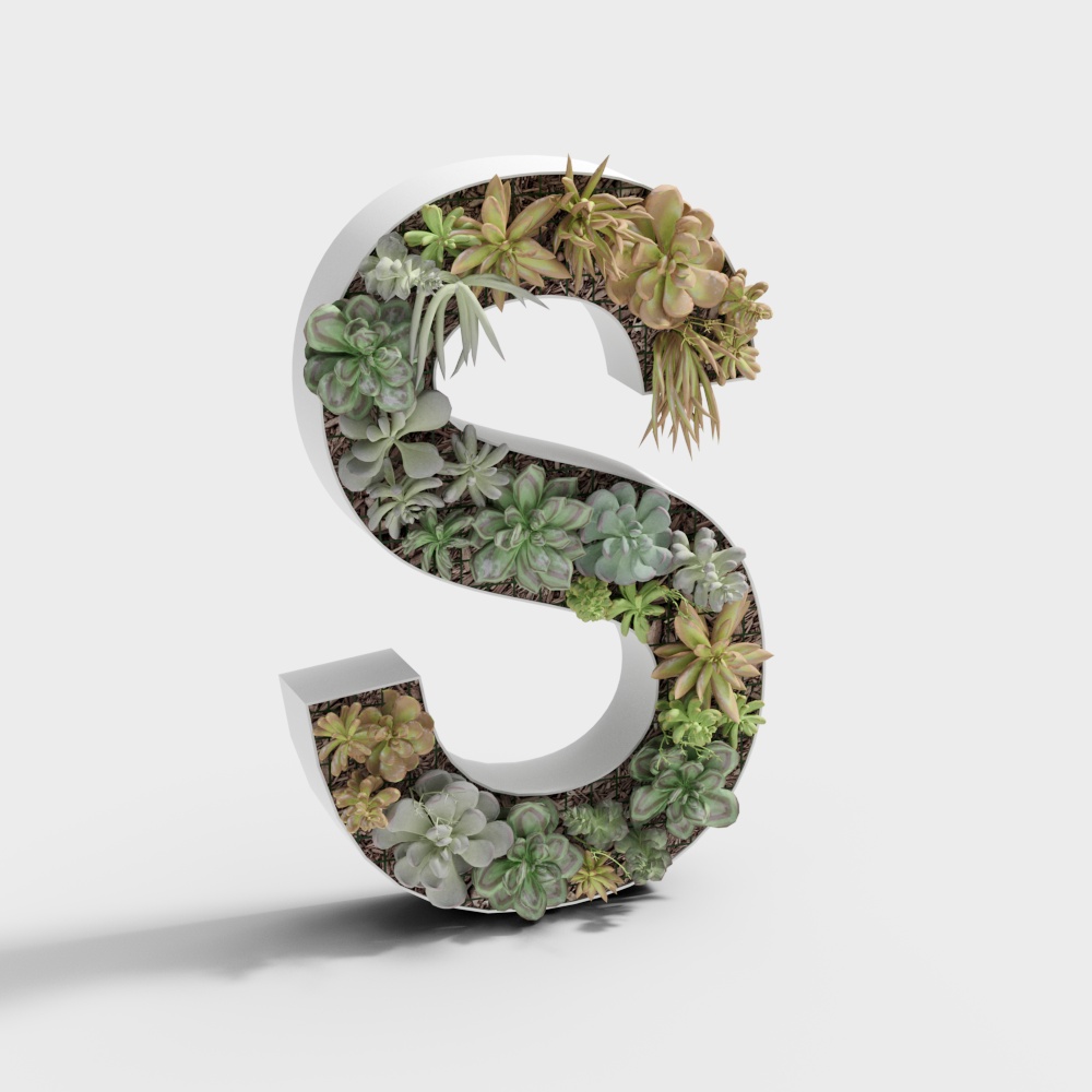 Succulent Letter S 3D model