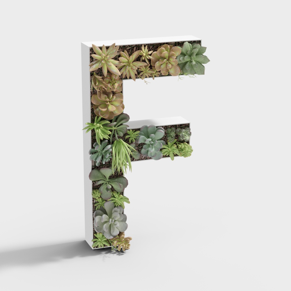 Vibrant 3D Model - Living Letter F