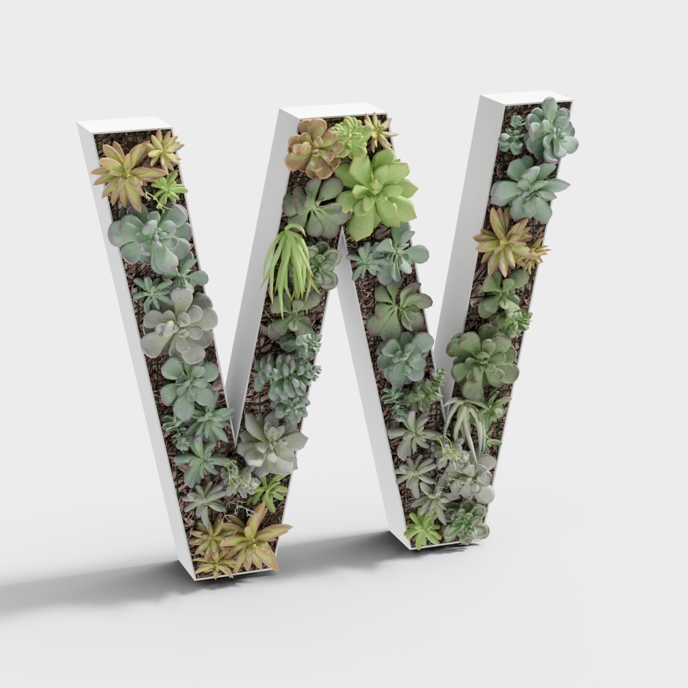 3D text W plant