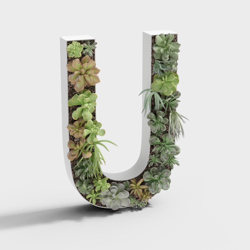 3D text U plant