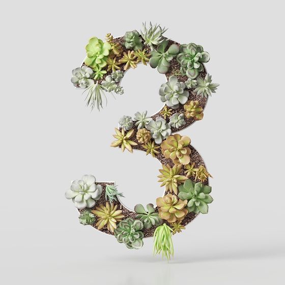 Succulent Letter S 3D model