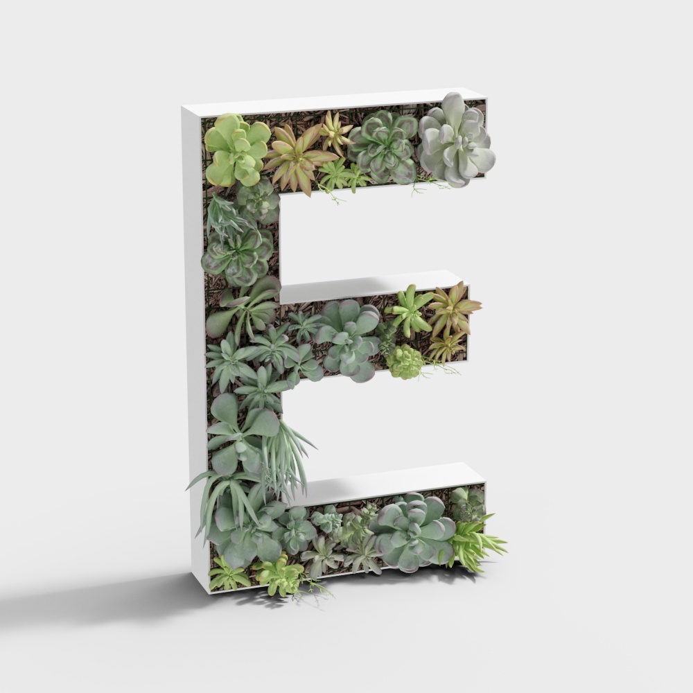 3D text E plant