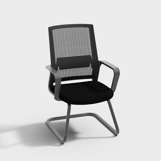 Modern Office Space Office Chair 3D Model in Black
