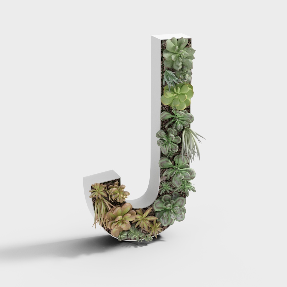 Green Plant Letter J 3D model