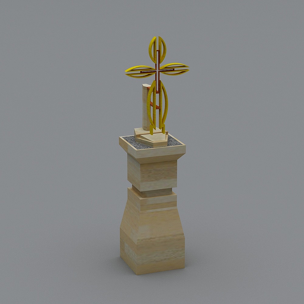 Metal+and+Wood+Cross+on+Pedestal