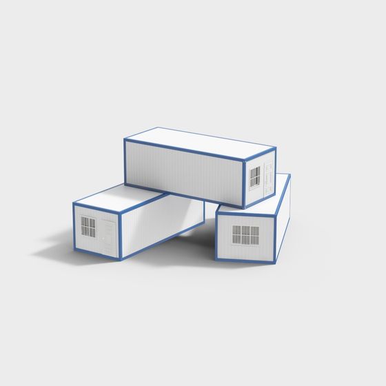 Modern Low-Poly Shipping Container House 3D model