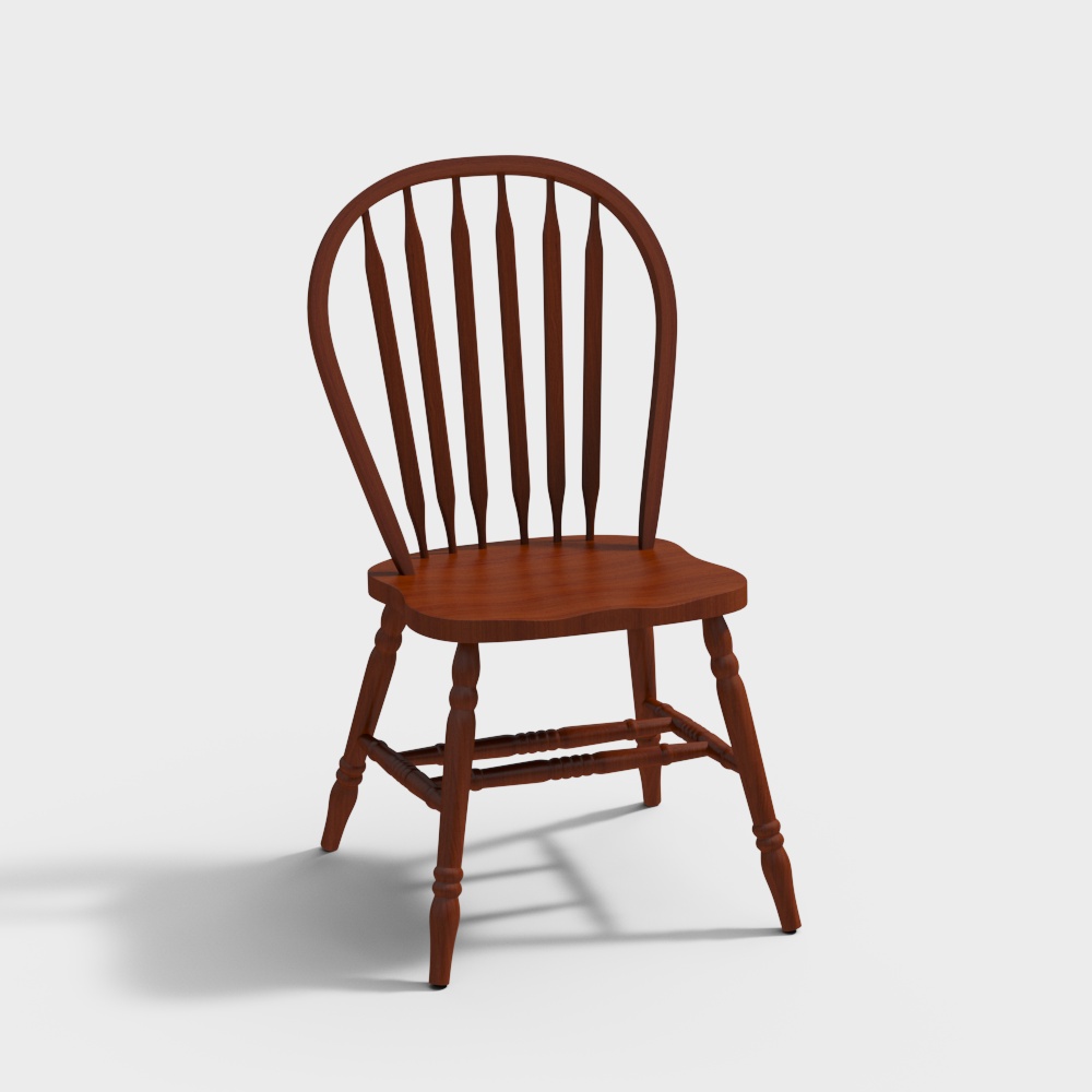 Classic Wooden Chair 3D model with Vintage Charm