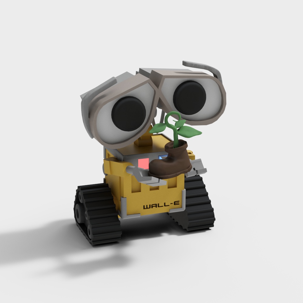 Stylish WALL-E 3D Model – Low Poly Yellow Bot