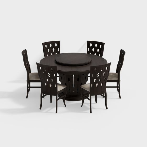 Elegant Round Dining Table 3D model