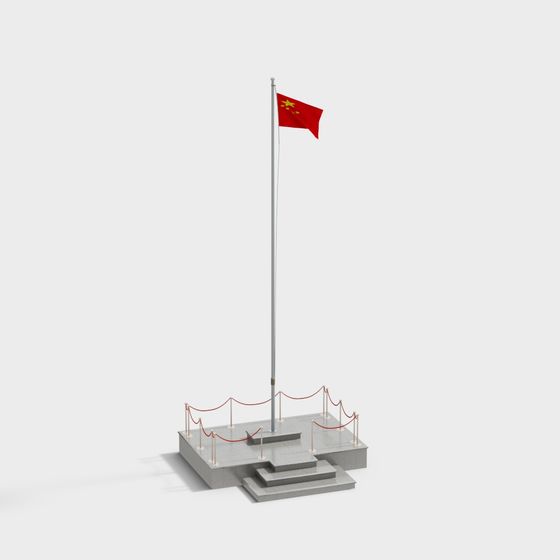Solemn Flagpole 3D Model for Creative Projects