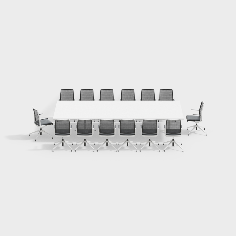 Modern Minimalist Conference Table and Chair Set 3D model