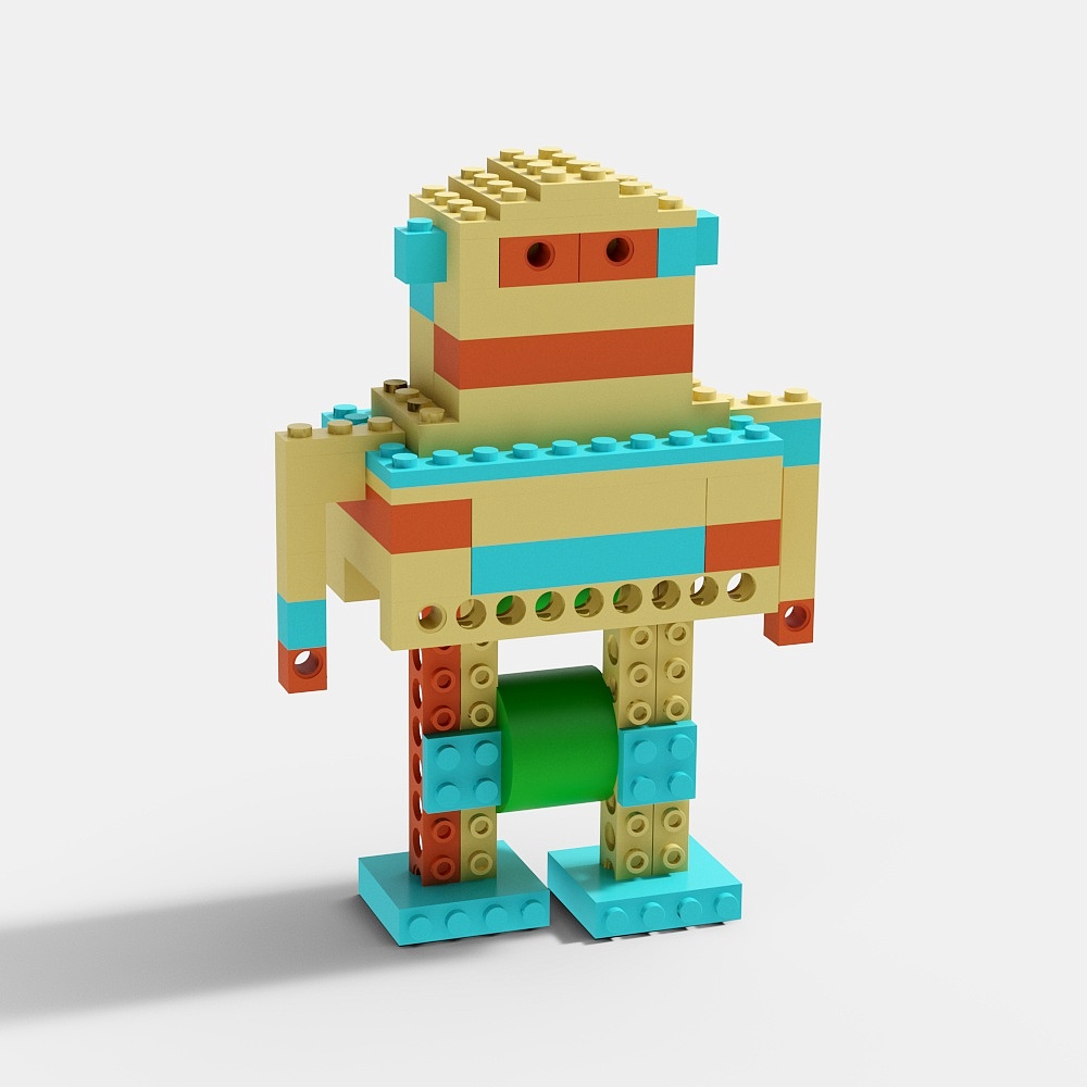 Playful Block Robot 3D Model