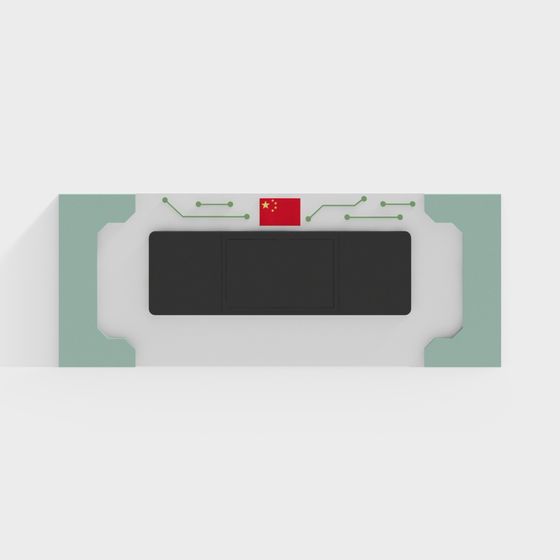 China Tech Chip 3D model - Low Poly Design