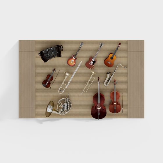 Intricate Musical Instruments Wall 3D model
