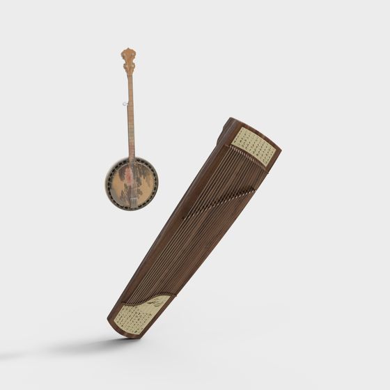 Zither and Banjo 3D model: A Cultural Harmony