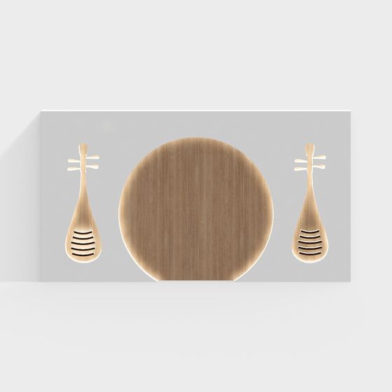 Wooden Pipa and Tray 3D Model