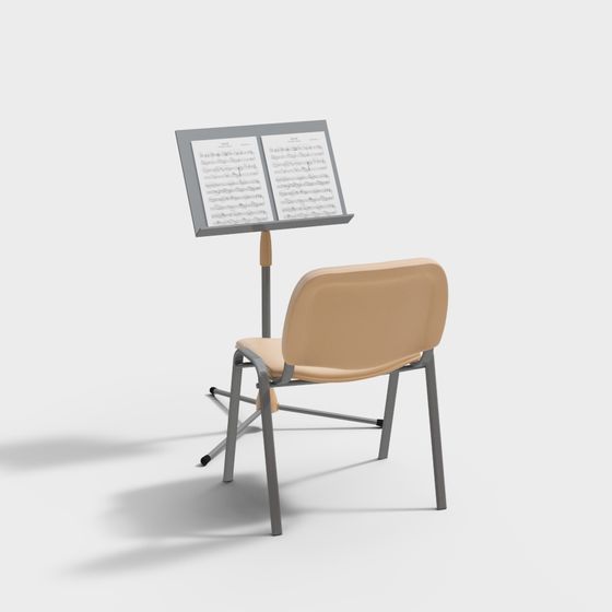 Modern Music Chair and Sheet Music Stand 3D model