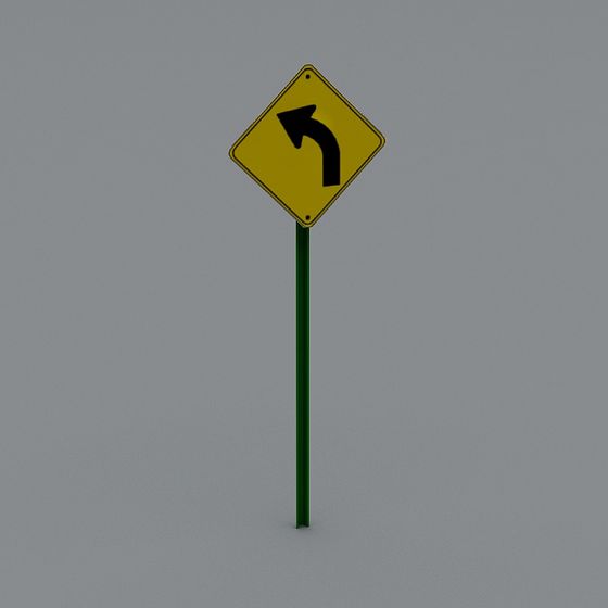 Left Turn Sign 3D model