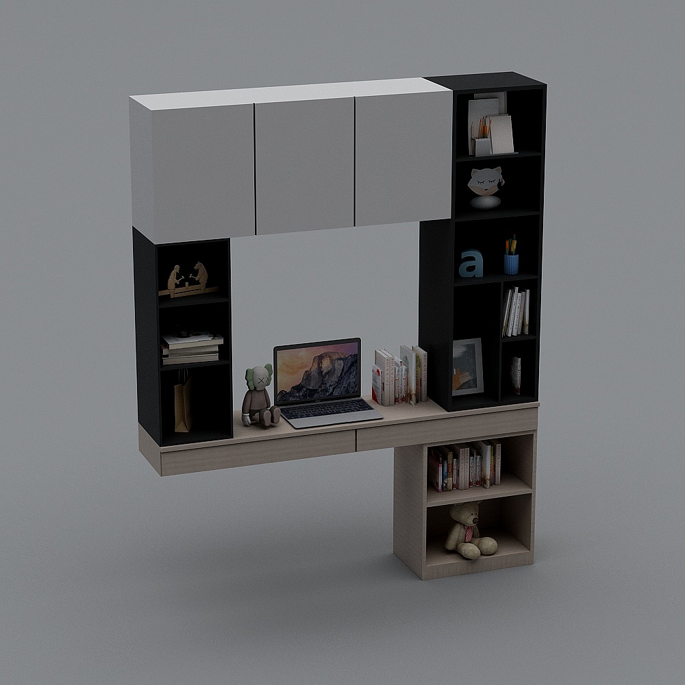 Floating Desk and Storage Combination 3D model