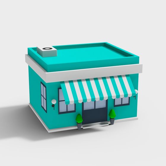 Charming Colorful Shop 3D Model