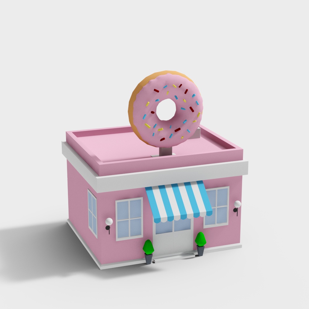 modern kindergarten cartoon building