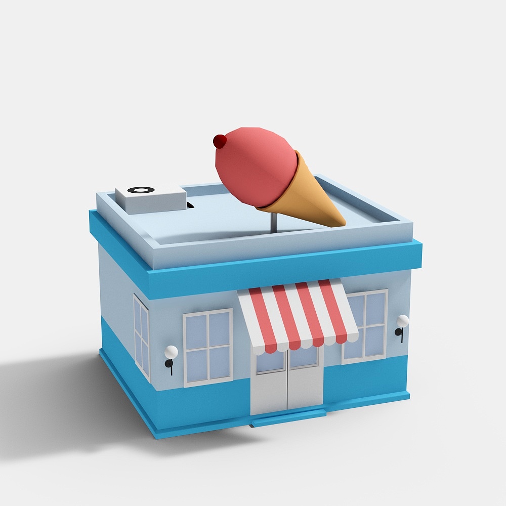 Charming Ice Cream Shop 3D model