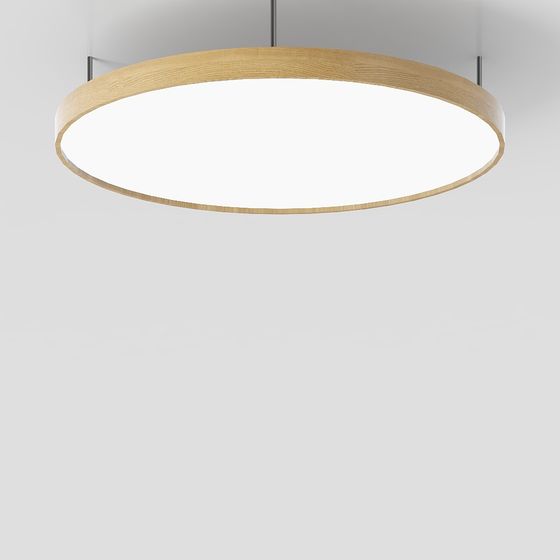Round Wooden Pendant Light 3D model