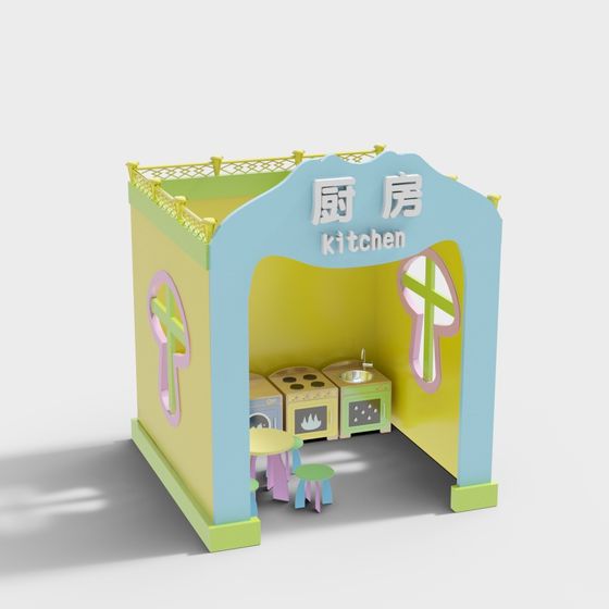 Colorful Low-Poly Kitchen 3D model