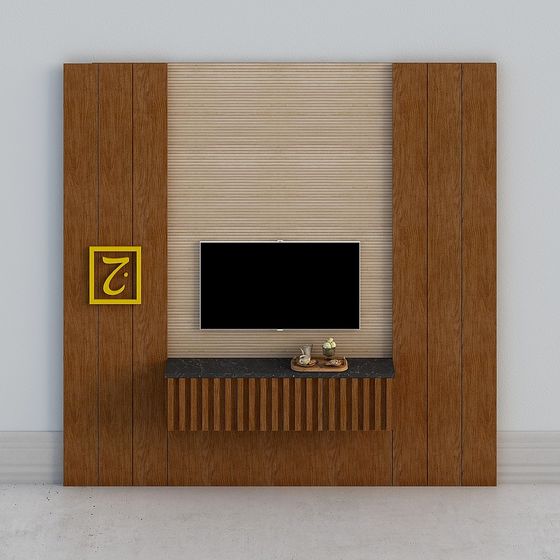 Elegant TV Wall 3D model for Contemporary Spaces