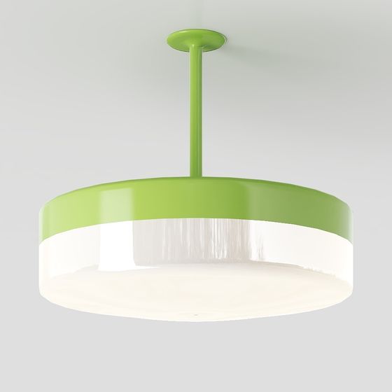 Vibrant Low-Polygon Green Pendant Light 3D model