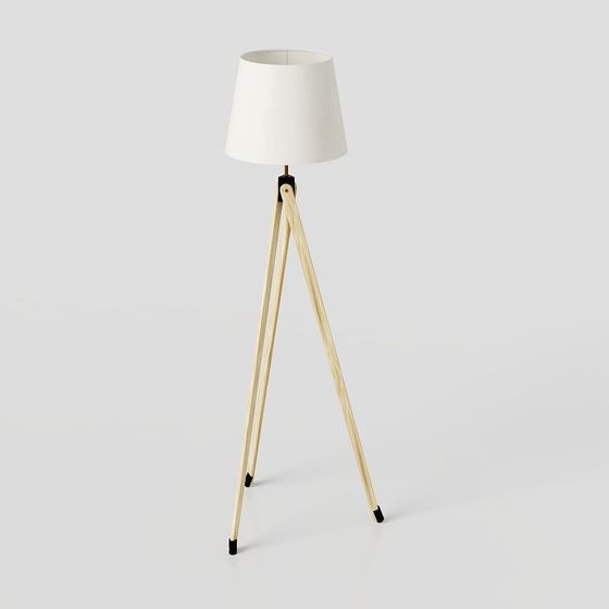 Wooden Tripod Floor Lamp 3D model