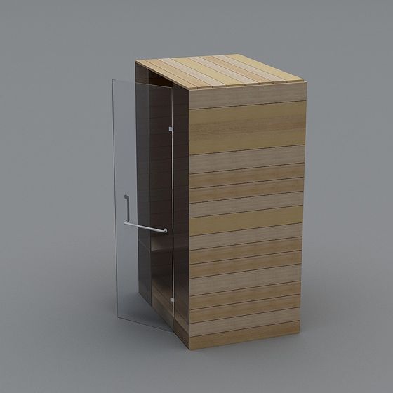 Elegant Glass Wood Cabinet 3D model
