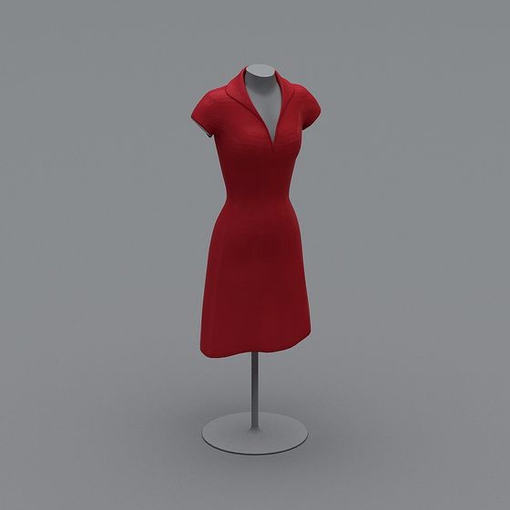 Classic Red Dress 3D Model