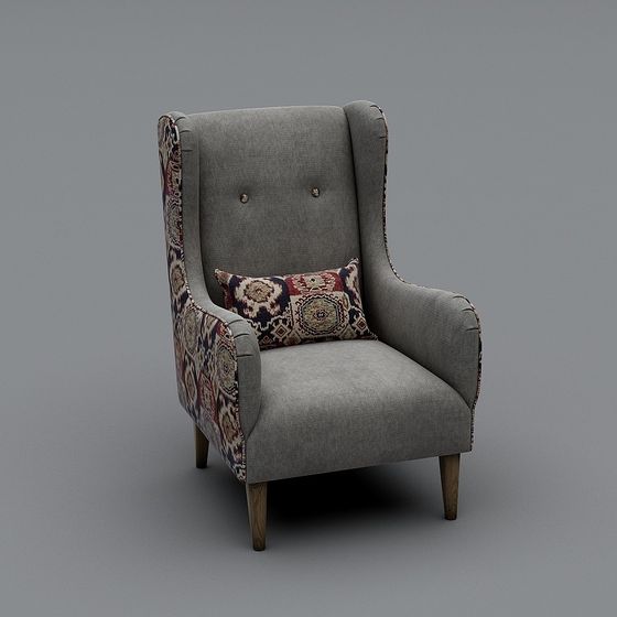 Vintage Wingback Chair 3D model
